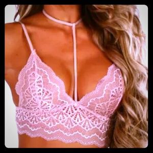 Pink Lace Crop Top w/ Choker